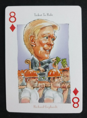 #ad 2004 Politicards Playing Card Red Back Richard Gephardt 8 Diamonds $1.90