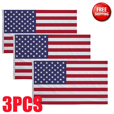#ad 3#x27; x 5#x27; FT USA US U.S. American Flag Polyester Stars Brass 2 Grommets 3PCS New $8.24