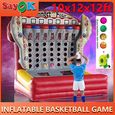 #ad Inflatable Basketball Hoop Carnival Game Inflatable Basketball Double Shot Out $1614.99