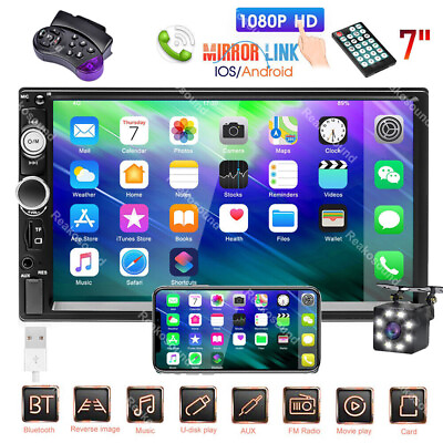 #ad Car Stereo HD Touch Screen Bluetooth FM Radio Single 1 DIN 7 Inch USB AUX BTCam $45.99