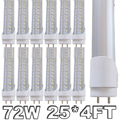 #ad 25 Pack G13 LED 72w 4ft 48 Inch T8 Fluorescent Tube Lights 6500K LED Shop Light $229.00