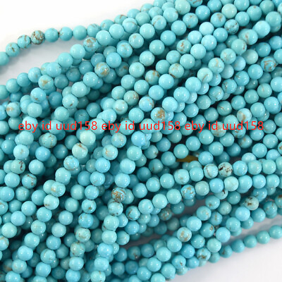 #ad Natural Blue Turquoise Round Gemstone Loose Beads 15 inch Strand 6 8 10 12 14mm $3.88