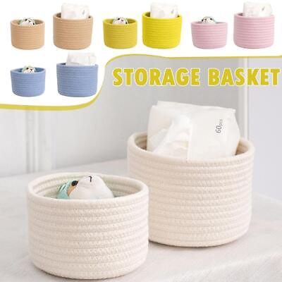 #ad #ad Handmade Woven Cotton Rope Woven Storage Baskets Desktop Box Sundries F3R5 $3.75