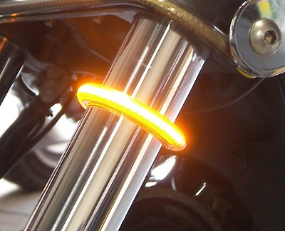 LED 52mm 58mm Fork Turn Signal Running Light Kit w Clear Lens for Harley amp; ALL $125.99