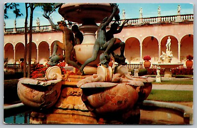 #ad Sarasota Florida Fountain Turtles Giacomo Della Porta Statue Historic Postcard $9.00