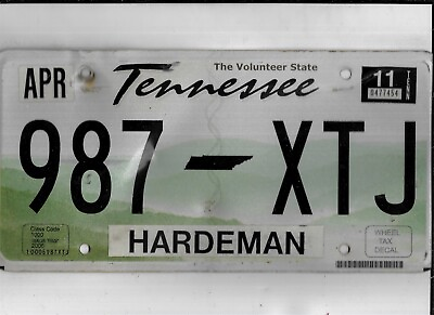 #ad TENNESSEE passenger 2011 license plate quot;987 XTJquot; ***HARDEMAN*** $2.25