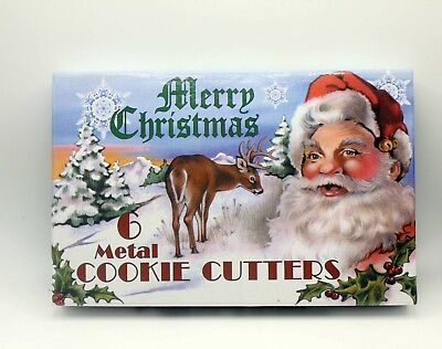 #ad Set of Six Metal Christmas Cookie Cutter Set Assorted Designs Holiday Baking $7.50
