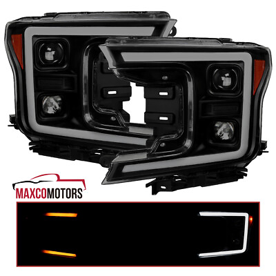 #ad Black Smoke Projector Headlights Fits 2018 2020 F150 Switchback LED Sequential $382.49