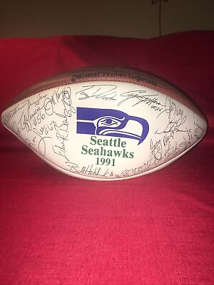 #ad NFL Football Seahawks 1991 Team Signed ball 60 Autographs. $500.00