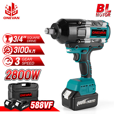 #ad Cordless Impact Wrench 3 4#x27;#x27; 3100N.M Electric High Power Driver with 2 Batteries $189.04