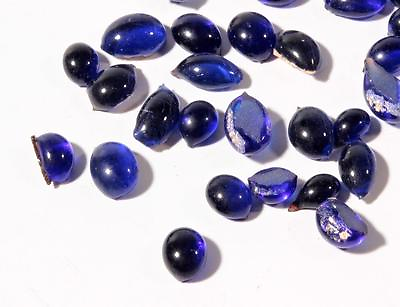 #ad 30 C19th antique sapphire blue glass drops cabochons chandelier jewelry making $35.00