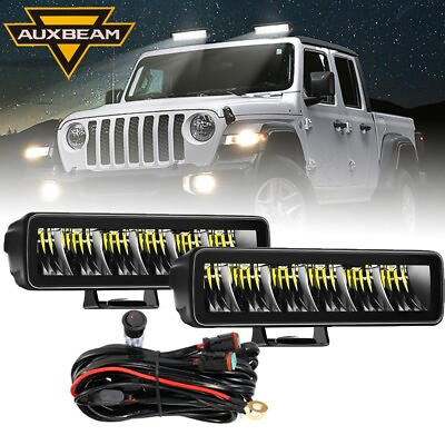 #ad AUXBEAM Pair 6Inch 480W Driving Strip Light Bar LED Work Lights Offroad ATV UTV $65.99