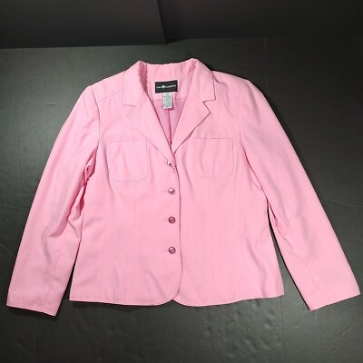 #ad Sag Harbor Pink Lined Notch Collar Professional Blazer Women Size 12 Office Work $22.80
