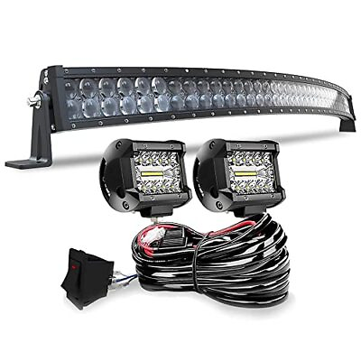 #ad Dot 5D Curved 52Inch Led Light Bar2x 4Inch Led Cube Pods W wiring Kit For Polar $119.90
