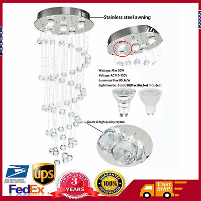 #ad Modern Luxury Rain Drop Crystal LED Chandelier Pendant Lamp Spiral Ceiling Light $94.90