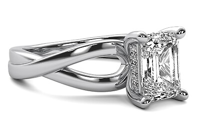 #ad Hidden Halo Infinity 1.16Ct VS G Emerald Cut Lab Created Diamond Engagement Ring $1665.00