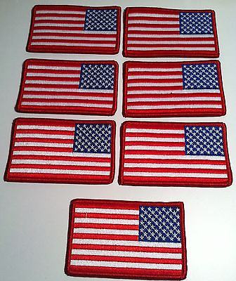 #ad 7 United States LEFT Flag Iron On Patch USA Military Emblem Red Border $49.95