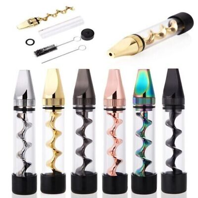 #ad 3 in 1 Upgrade Smoking Mini Twisty Glass Blunt Metal Tip W Cleaning Brush Gift $10.88