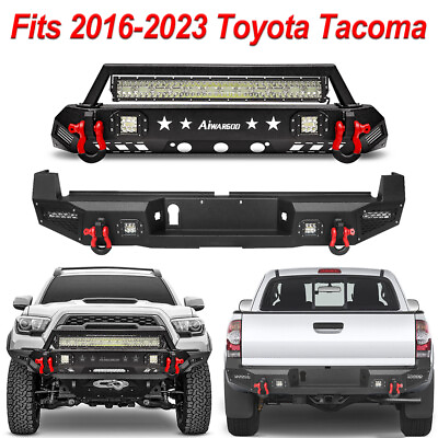 #ad Offroad Front Rear Bumper w Winch Plate amp; LED Lights For 2016 2023 Toyota Tacoma $979.99