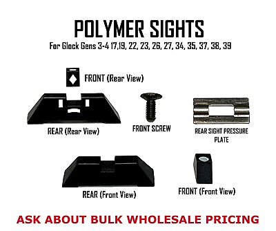 #ad For Glock Polymer Front Rear Sights Gen 3 amp; 4 17 19 22 23 26 27 34 35 37 38 39 $11.77
