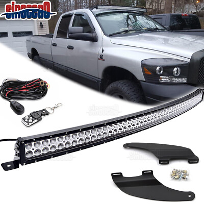 For Dodge Ram 1500 2500 3500 Roof 52quot; Curved Light Bar Brackets Remote Wire Kit $116.99