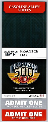#ad 2011 Indy 500 Practice Day 5 14 Gasoline Alley Suites Unused Ticket #48 $8.99