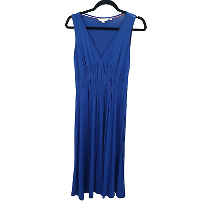 #ad Boden Royal Blue Knit Midi Dress Womens Petite 2p 2 P Sleeveless V Neck Stretch $20.22