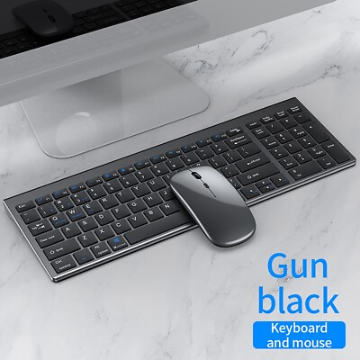 #ad Wireless Keyboard With Mouse bluetooth Dual mode Slim Rechargeable Typing Silent $29.80