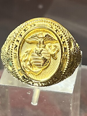 #ad Marine Corp Ring Gold Plated 925 Sterling Silver Real Sterling Silver Any Size $125.00