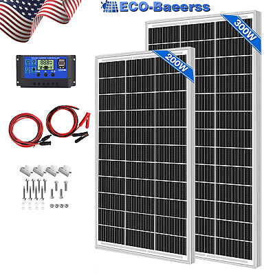 #ad 200W 300W Mono Solar Panel Kit 12V Charging Off Grid Battery Power RV Home Boat $200.99