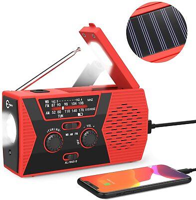 2000mAh Emergency LED Radio Solar Hand Crank AM FM NOAA Flashlight Phone Charger $23.99