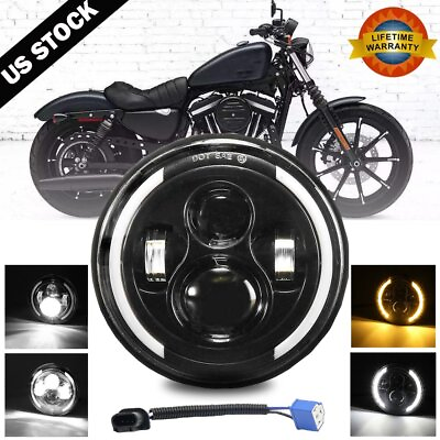 #ad 7quot; inch Motorcycle Headlight Round LED Projector For Harley Cafe Racer $29.99