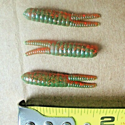 #ad 25ct MOTOROIL RED FLAKE 1.5quot; Split Tail BEETLE SPIN GRUBS Crappie Fishing Baits $6.95