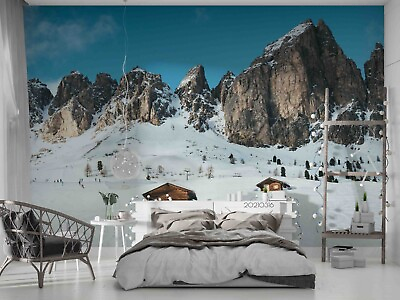 #ad 3D Mountain Snow House Bluesky Self adhesive Removeable Wallpaper Wall Mural1 $249.99