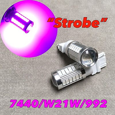 #ad STROBE FLASH Front Turn Signal T20 7440 7441 992 W21W LED Purple Bulb W1 JAE $17.20