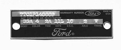 #ad NEW Ford Fairlane Mustang Warranty Door Data Plate 1966 1967 Punched custom $34.95