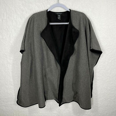 #ad MARC NEW YORK Poncho Kimono Women#x27;s One Size Gray Black Sweater Cardigan Top $11.99