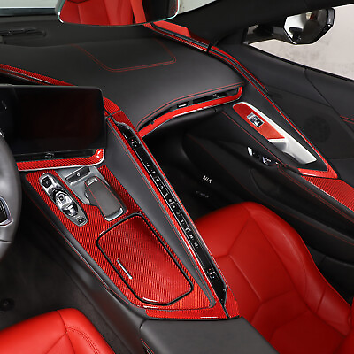 #ad Red Carbon Fiber Interior Trim Sticker Cover Set Kit Fit For Corvette C8 2020 23 $379.99