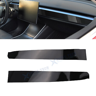 #ad For Tesla Model 3 Y 2017 up Gloss Black Interior Dashboard Wrap Strip Stickers $13.99
