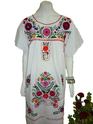#ad Any Color Peasant Vintage Tunic Embroidered Mexican Dress XS S M L XL XXL $29.99