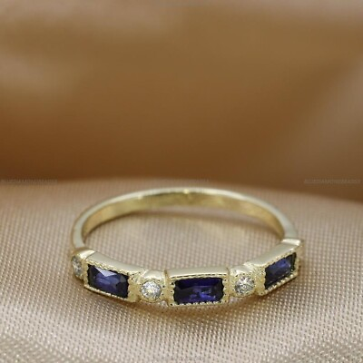 #ad 14k Gold Sapphire Diamond September Band Engagement Engagement Ring For Women $1328.60