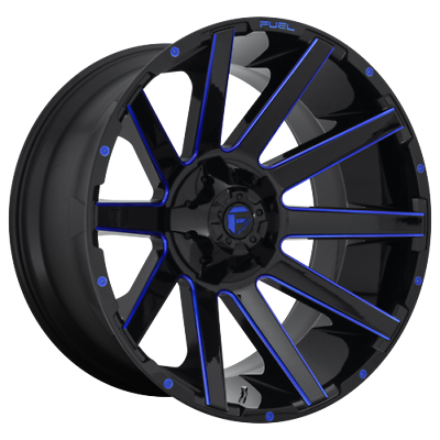 #ad 20 Inch Wheels Rims Fuel Black Blue Contra D644 20x10 8x180 GMC Sierra 2500 3500 $1916.00