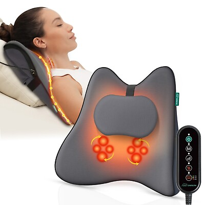 #ad Snailax Shiatsu Shoulder Neck Back Massager Pillow w Heat Deep Kneading Cushion $45.99