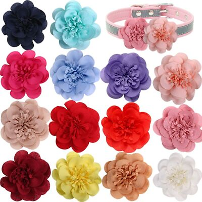 #ad 50pcs Large Flower Dog Bowtie Spring Puppy Collar Accessories Pet Grooming Bows $48.49