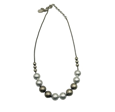 #ad Marjorie Baer SF Necklace Silver Tone Mixed Metal Modernist Beads Signed 16” $29.99