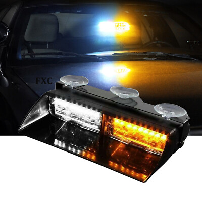 #ad 16LED Strobe Light Bar for Trucks Dash Emergency Warning Hazard Lamp White Amber $22.95