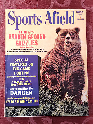 #ad SPORTS AFIELD Magazine February 1966 Jack Dumas Grizzly Bears Hunting Fishing $22.40