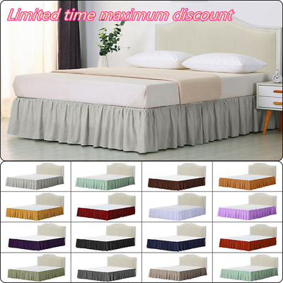 #ad New Elastic Bed Skirt Dust Ruffle Easy Fit Wrap Around Twin Full Queen King Size $12.34