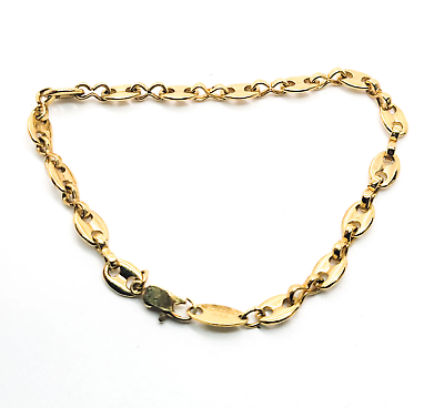 #ad Goldmine USA signed Anchor Marine link vintage yellow gold toned bracelet $22.00