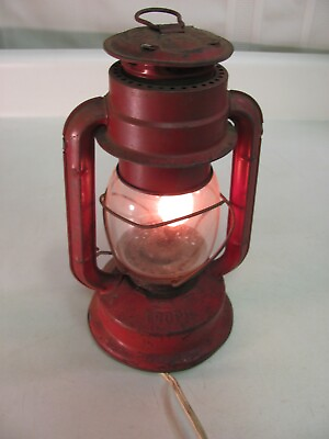 #ad Vintage Electrified Chalwyn Tropic Red 10” Lantern Lamp Made in England $17.99